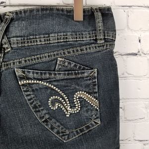 URBAN STAR | embellished pocket dark wash jeans